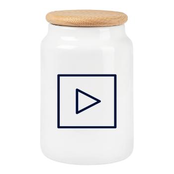 Square Play Symbol Design - Cookie Jar with Wooden Lid - white - Front