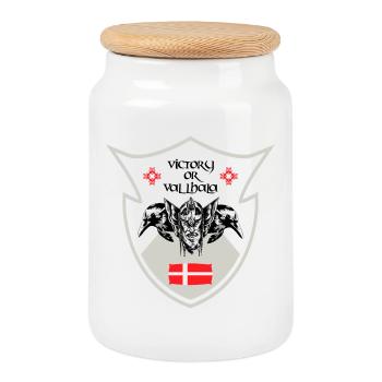 Design Danemark Viking - Boîte à biscuits avec couvercle en bois - blanc - Devant