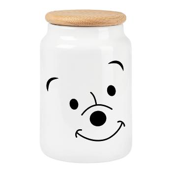 Laughing bear - Cookie Jar with Wooden Lid - white - Front