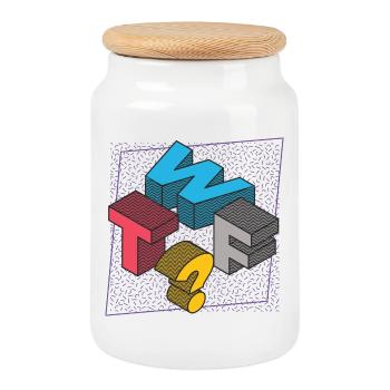 What THE FUCK WTF - Cookie Jar with Wooden Lid - white - Front