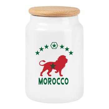 Conception du Lion du Maroc - Boîte à biscuits avec couvercle en bois - blanc - Devant