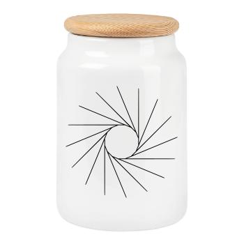 Cool shape, like a sun. - Cookie Jar with Wooden Lid - white - Front