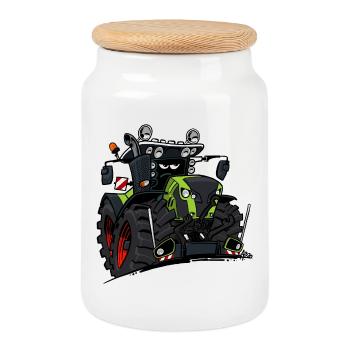 0927 C TRACTOR GREEN - Boîte à biscuits avec couvercle en bois - blanc - Devant
