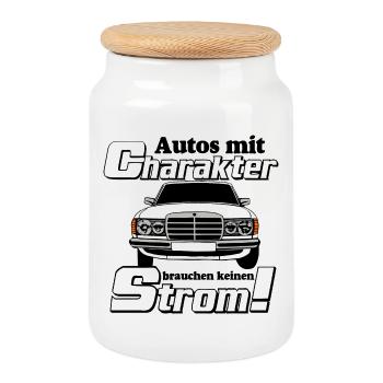 MB W123 , Kult , Autos mit Charakter ...(25) - Keksdose mit Holzdeckel - Weiß - Vorne
