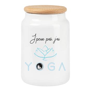 I have YOGA - Cookie Jar with Wooden Lid - white - Front