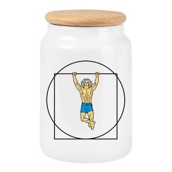 L'homme de Vitruve en force (Color) - Boîte à biscuits avec couvercle en bois - blanc - Devant
