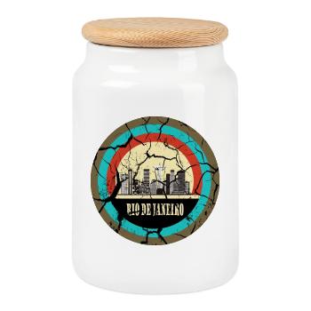 Cercle vintage de Rio de Janeiro - Boîte à biscuits avec couvercle en bois - blanc - Devant