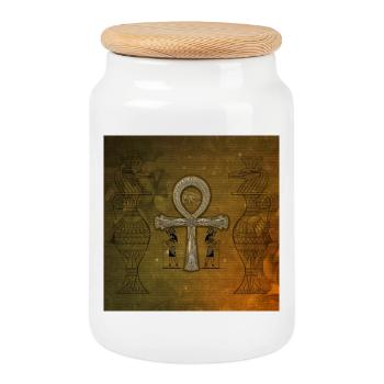 The all-seeing eye - Cookie Jar with Wooden Lid - white - Front