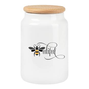 Bee Beautiful Beauty Beauty Bee Beekeeper Gift - Cookie Jar with Wooden Lid - white - Front