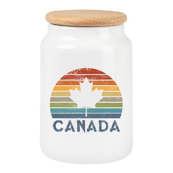 Canada Vintage Design - Boîte à biscuits avec couvercle en bois - blanc - Devant