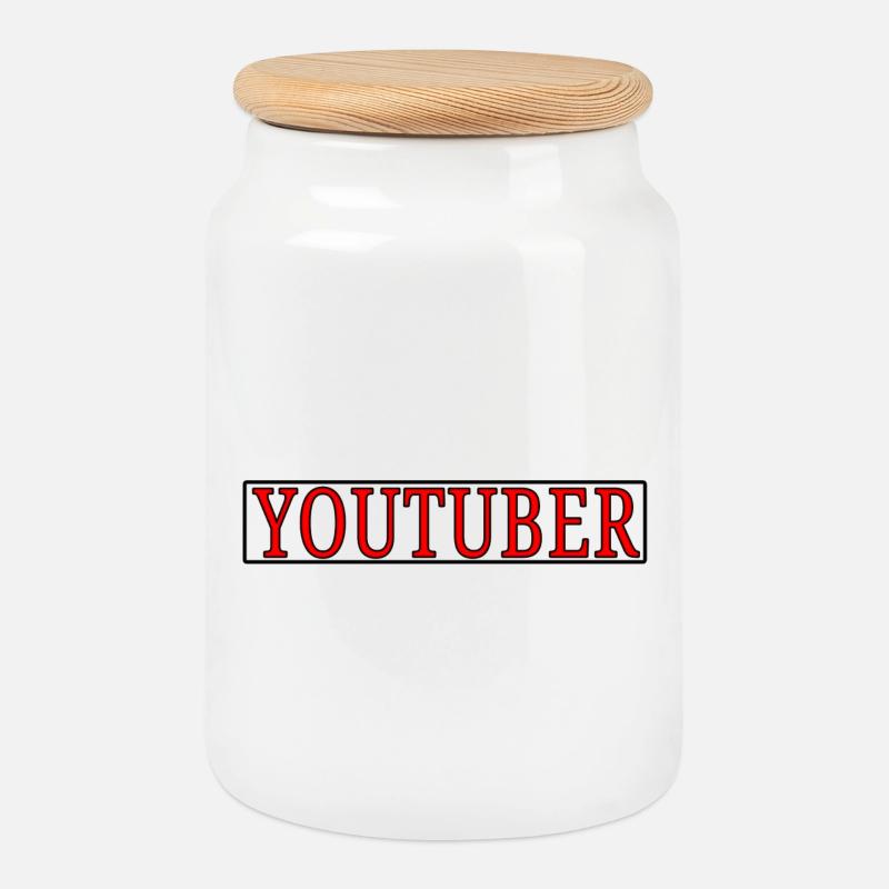 Youtuber Schriftzug - Keksdose mit Holzdeckel - Weiß