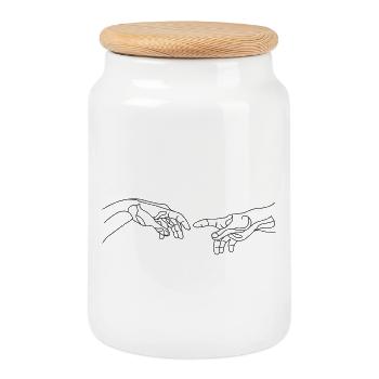 Michel-Ange créant un tirage au sort d'une main - Boîte à biscuits avec couvercle en bois - blanc - Devant