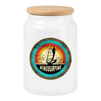 Windsurfing Design - Keksdose mit Holzdeckel - Weiß - Vorne