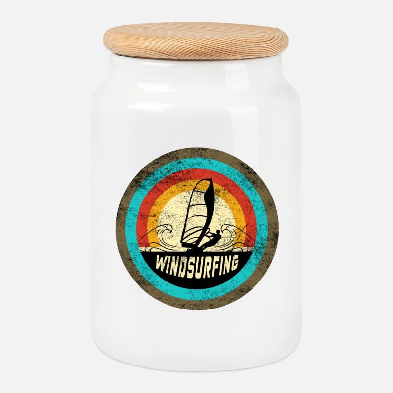 Windsurfing Design - Keksdose mit Holzdeckel - Weiß