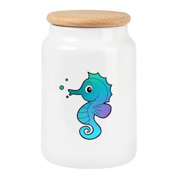 Seahorse seahorse - Cookie Jar with Wooden Lid - white - Front