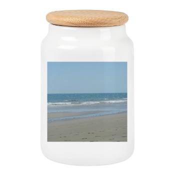 Strand Meer Urlaub Reise Spanien Ferien - Keksdose mit Holzdeckel - Weiß - Vorne