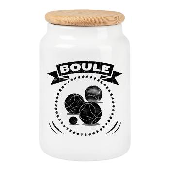 Boule Kugel Petanque - Keksdose mit Holzdeckel - Weiß - Vorne