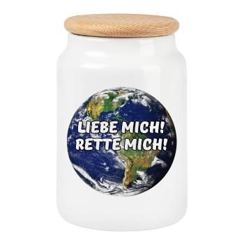 Erde Planet Umweltschutz Klimawandel Spruch - Keksdose mit Holzdeckel - Weiß - Vorne