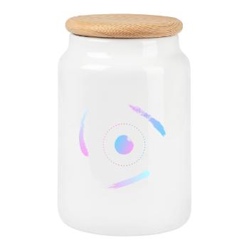 Électrons en orbite autour de l'atome - Boîte à biscuits avec couvercle en bois - blanc - Devant