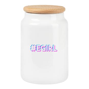 E-Girl Egirl saying - Cookie Jar with Wooden Lid - white - Front