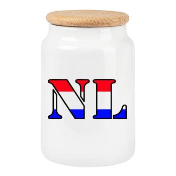 NL, Pays-Bas ... / + - Boîte à biscuits avec couvercle en bois - blanc - Devant