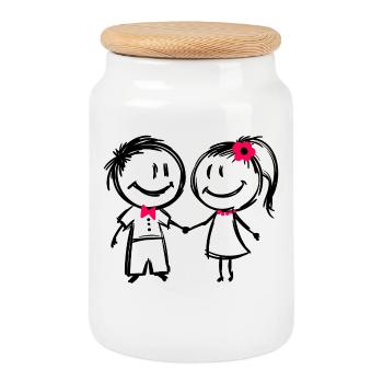 Pärchen Paar Liebe Verliebt Romantik Beziehung - Keksdose mit Holzdeckel - Weiß - Vorne