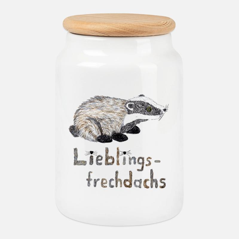 Lieblingsfrechdachs - Süßer Dachs Aquarell - Keksdose mit Holzdeckel - Weiß