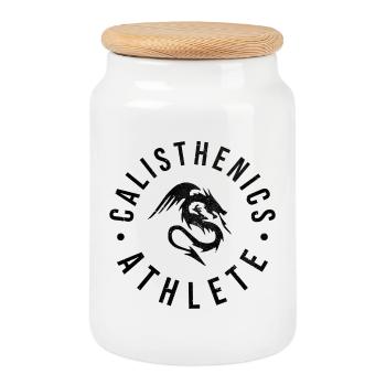 Calisthenics athlete - Cookie Jar with Wooden Lid - white - Front