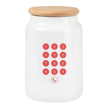 Clavier de téléphone - Boîte à biscuits avec couvercle en bois - blanc - Devant