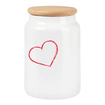 Heart Couple Couple Love In Love Fiancee Relationship - Cookie Jar with Wooden Lid - white - Front