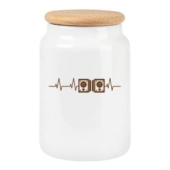 Rythme cardiaque Musique - Boîte à biscuits avec couvercle en bois - blanc - Devant