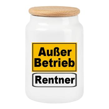 Rente Rentner Rentnerin Rentner außer Betrieb(25) - Keksdose mit Holzdeckel - Weiß - Vorne