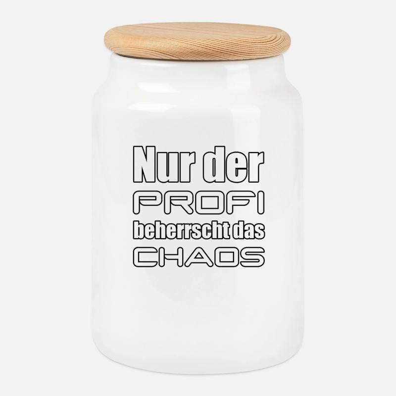 Profi Chaos ADHS Spruch lustig - Keksdose mit Holzdeckel - Weiß