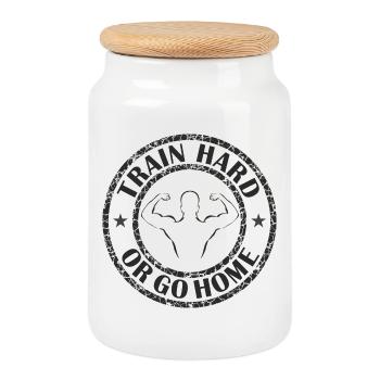 Train hard or go home - Cookie Jar with Wooden Lid - white - Front