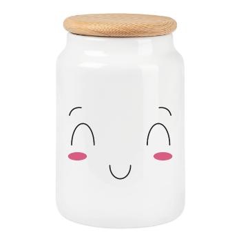 Lustiges Kawaii-Gesicht Emoticon, bestes Geschenk für Familie - Keksdose mit Holzdeckel - Weiß - Vorne