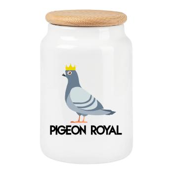 Royal pigeon (black typo) - Cookie Jar with Wooden Lid - white - Front