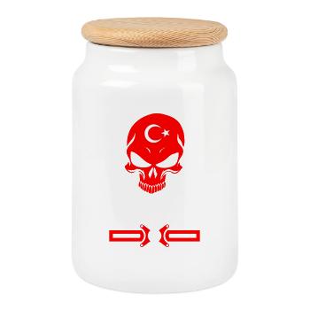 Türkei Totenkopf Design - Keksdose mit Holzdeckel - Weiß - Vorne