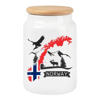Norwegen Topographie Flagge Norway Design - Keksdose mit Holzdeckel - Weiß - Vorne