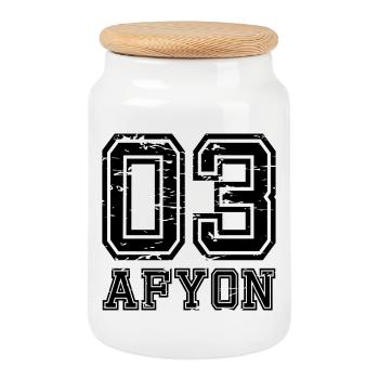 Afyon 03 used look - Keksdose mit Holzdeckel - Weiß - Vorne