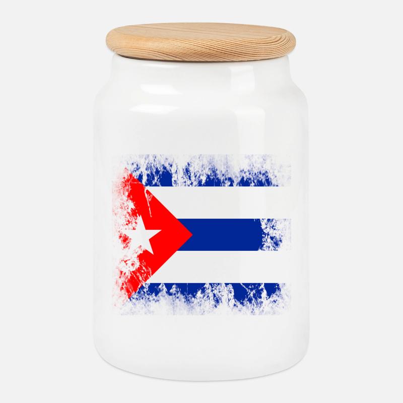 Cuba - Cookie Jar with Wooden Lid - white