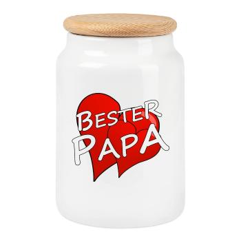 BESTER PAPA - Keksdose mit Holzdeckel - Weiß - Vorne