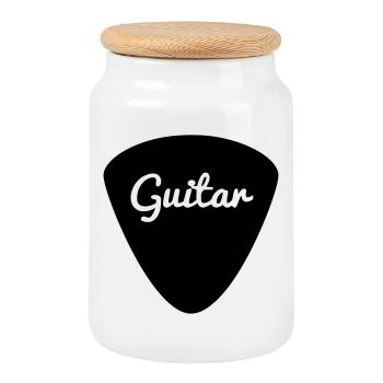 Gitarrenplektrum, Gitarrist, Musiker, Instrument * - Keksdose mit Holzdeckel - Weiß - Vorne