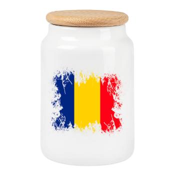 Rumänien - Europa - Keksdose mit Holzdeckel - Weiß - Vorne