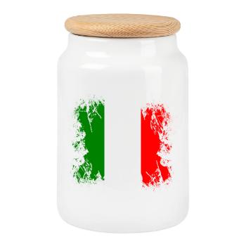 Italy - Europe - Cookie Jar with Wooden Lid - white - Front