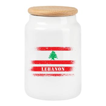 Liban drapeau vintage - Boîte à biscuits avec couvercle en bois - blanc - Devant