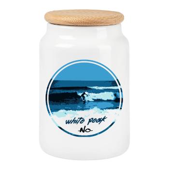 White peak - Cookie Jar with Wooden Lid - white - Front