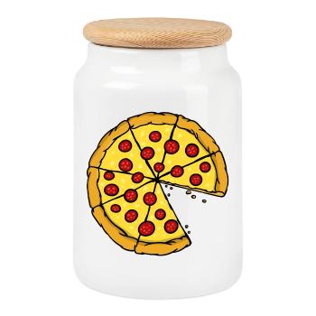 Partnerlook | Pizza Liebe Paar Pärchen Lustig - Keksdose mit Holzdeckel - Weiß - Vorne