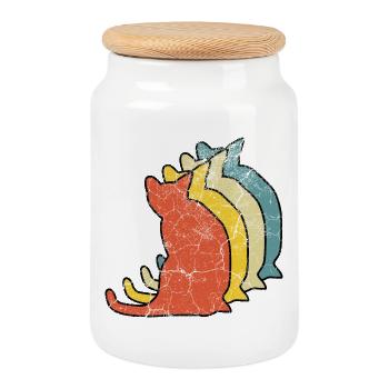 Cat cats - Cookie Jar with Wooden Lid - white - Front