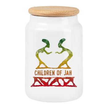 children of jah reggae - Cookie Jar with Wooden Lid - white - Front