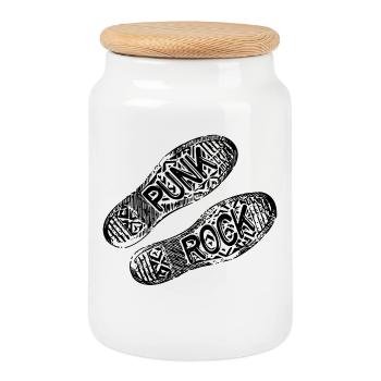 Punk rocker punk rock punk rock rock music hard rock - Cookie Jar with Wooden Lid - white - Front